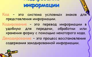 Что Такое Кодирование Информатика и Его Значение