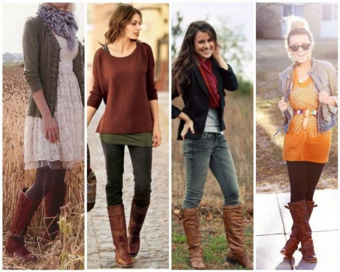 Что уместно с рыжими сапогами