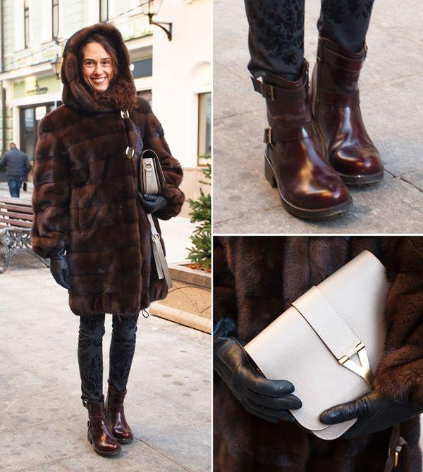 полушубок с ботинками