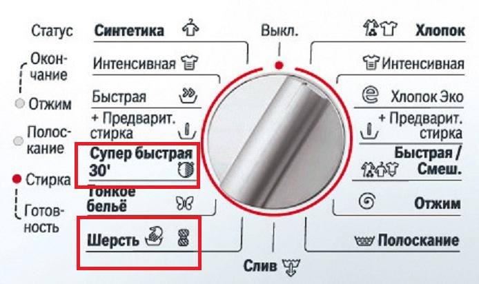 Режимы для стирки шерстяных изделий