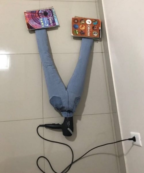 усадка джинс феном