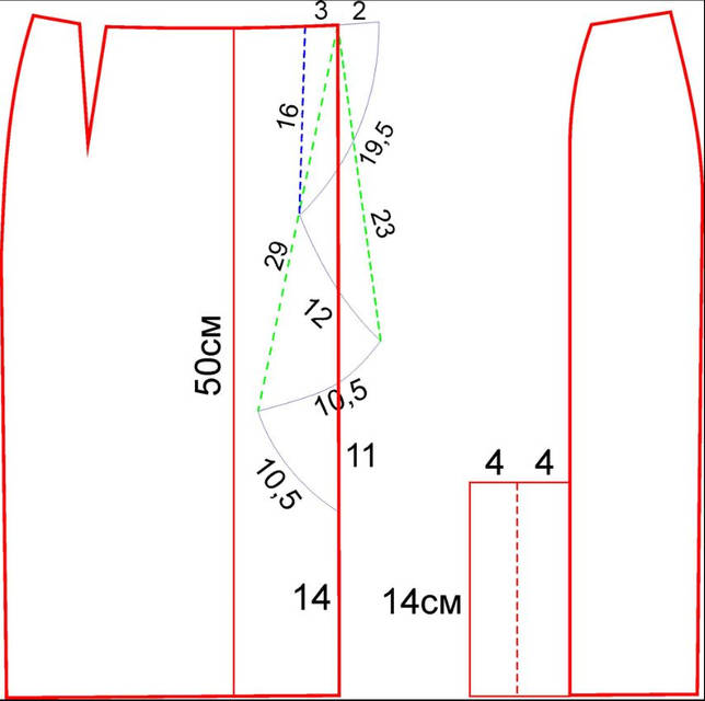 Выкройка Женская юбка-карандаш (размер 32-52)