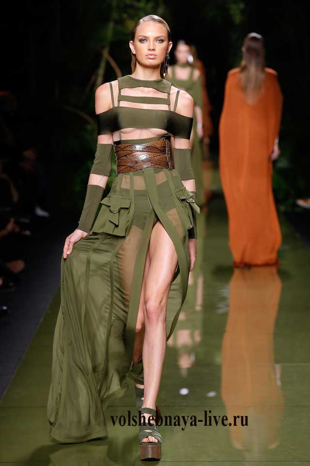 Юбка из органзы с застежкой спереди и широким кожа