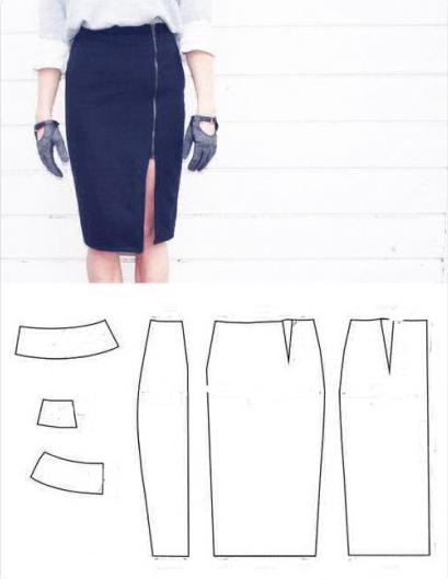 Юбка с разрезом спереди выкройка